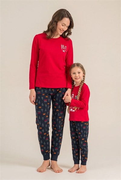 RolyPoly Anne-Kız Kombin Uzun Kol Pijama Takım - Ürünler Ayrı Ayrı Sepete Eklenmeli Kırmızı