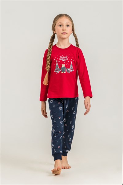 RolyPoly Anne-Kız Kombin Uzun Kol Pijama Takım - Ürünler Ayrı Ayrı Sepete Eklenmeli Kırmızı
