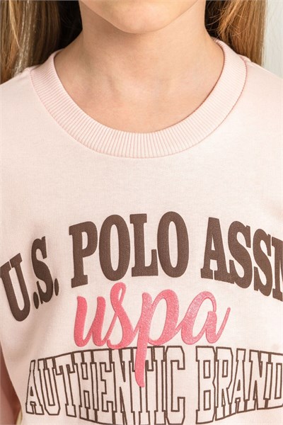 U.S. Polo Assn Kız Çocuk Baskılı Uzun Kol Eşofman Takımı Somon