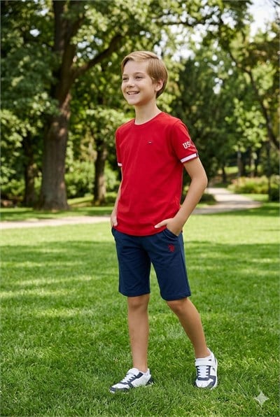U.S. Polo Assn Erkek Çocuk Süprem Şortlu Takım Kırmızı