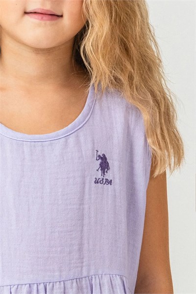 U.S. Polo Assn Kız Çocuk Müslin Elbise Lila