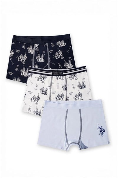 U.S. Polo Assn Erkek Çocuk Süprem 3 lü Boxer Lacivert