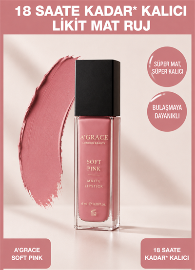 A'Grace Soft Pink Matte Lipstick 6 ml