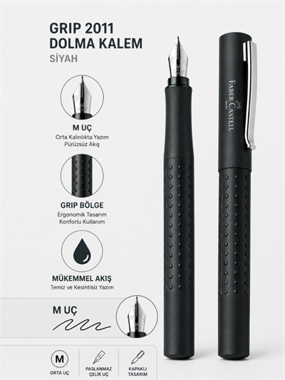 Faber Castell Dolma Kalem Grip 2011 M Uç Siyah