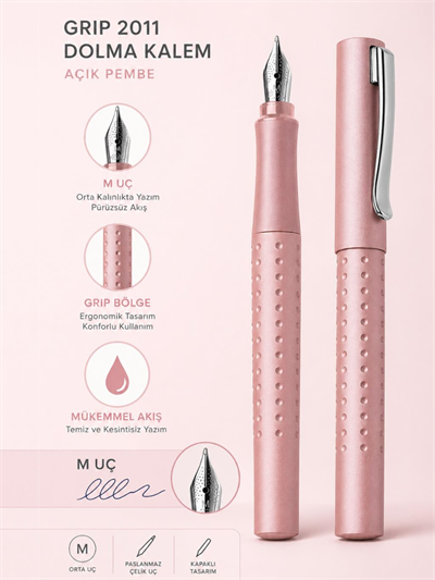 Faber Castell Grip 2011 Dolma Kalem M Uç Açık Pembe