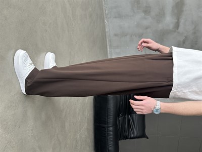 Extra Baggy Kumaş Pantolon Kahverengi