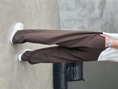 Extra Baggy Kumaş Pantolon Kahverengi