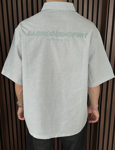 Barmodern Nakışlı Oversize Gömlek Açık Mavi