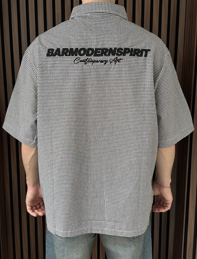 Barmodern Nakışlı Oversize Gömlek Siyah