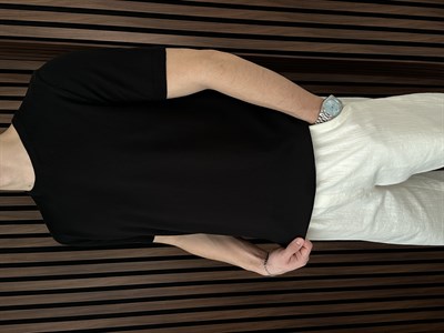 Bisiklet Yaka Yaka Triko Tshirt Siyah