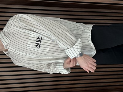 Cep Nakışlı Oversize Gömlek Beyaz