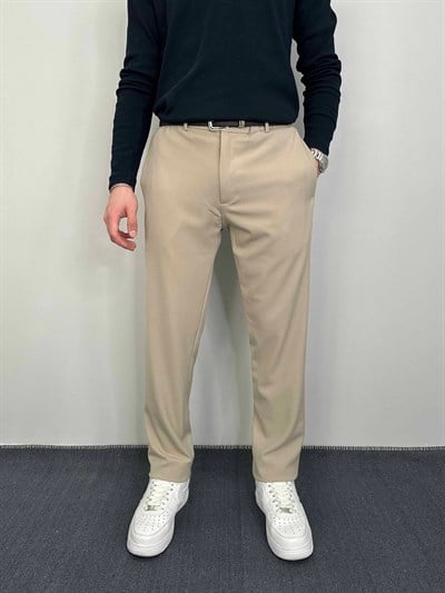 Regular Fit Kumaş Pantolon Krem