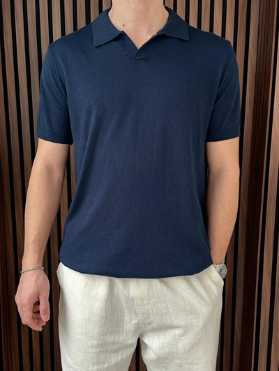 V Yaka Triko Tshirt Lacivert