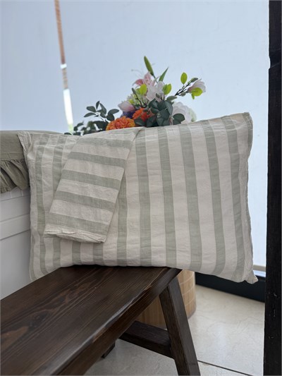 Yıkanmış Keten %100 Organik Pamuk Yastık Kılıfı 50x70