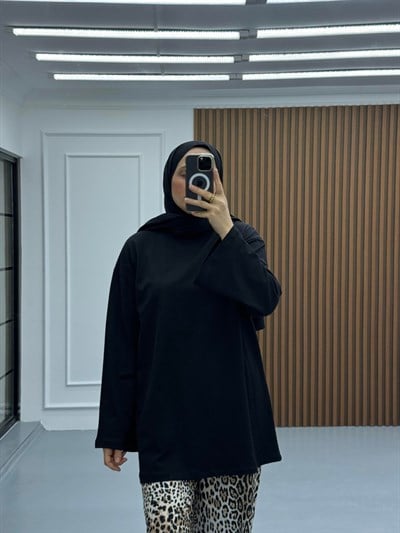 Basic Uzun Kollu Kadın Tişört | Siyah