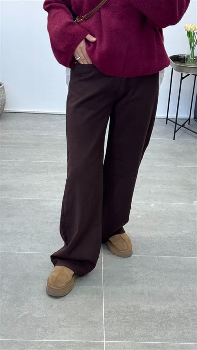 Denim Palazzo Pantolon | Kahverengi