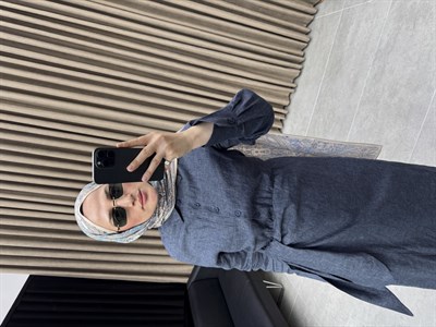 Kroveze  Bağlamalı Elbise / Lacivert