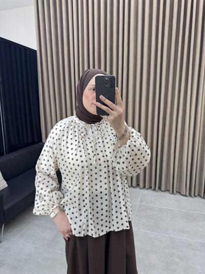 Puantiyeli Gömlek | Kahve