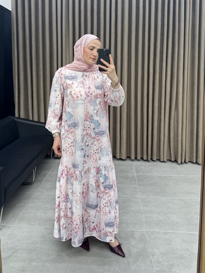 Pure Desenli Elbise /Pembe
