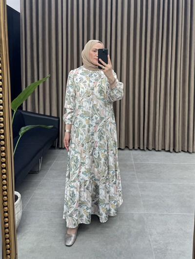 Vera Desenli Elbise/ Yeşil