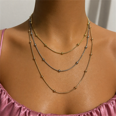 3 Renkli Çoklu Dorika Kolye-Üçlü Dorika Çelik Kolye-Silver-Gold-Rose-Mikrofiber Bez Hediyeli