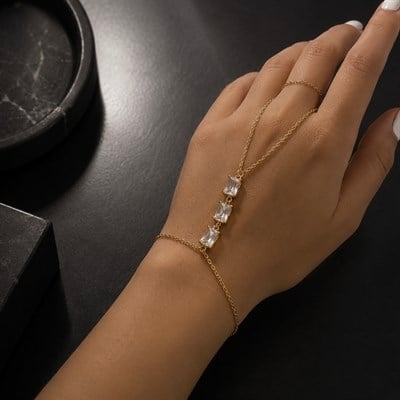 Baget Taşlı Şahmeran-Paslanmaz Çelik Gold