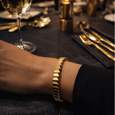 Geometrik Gold Çelik Bileklik