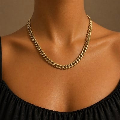 İtalyan Gurmet Zincir Kolye-Gold Zincir Kolye-Paslanmaz Çelik-Mikrofiber Bez Hediyeli