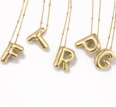 Kişiye Özel Balon Harf Kolye - 925 Ayar Gümüş Üzeri Altın Kaplama Gold Harf Kolye - 2 cm 