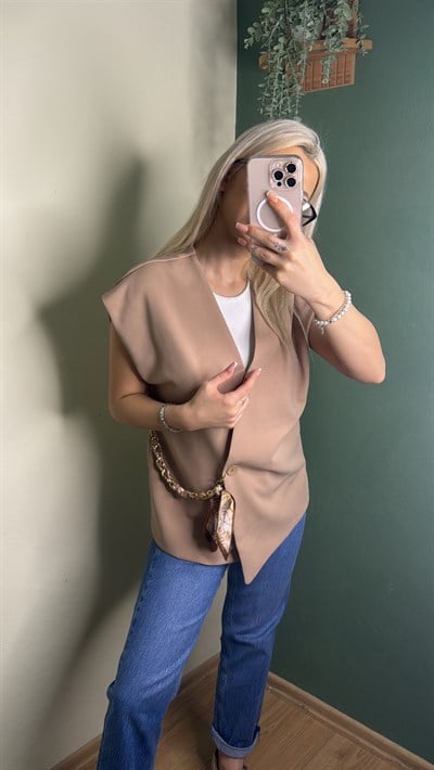 Camel Şık Yelek ( Bağlamalı Detaylı )