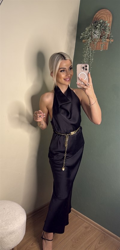 Saten Uzun Etek Siyah