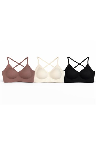 Seamless Bra | Lazer Kesim Dikişsiz Ultra Hafif Balensiz Kadın 3'lü Set