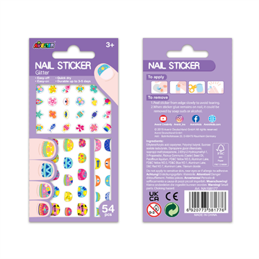 Avenir Simli Tırnak Çıkartmaları - Flower