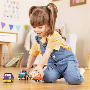 B.Toys 3lü Mini Çek-Bırak Araba Seti - Polis/Retro Van/Jeep