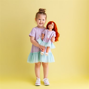 Bebeğim ve Ben Elbise - Lila Unicorn