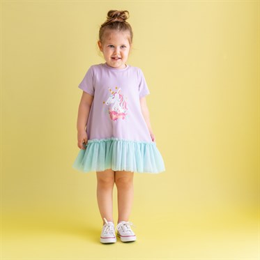 Bebeğim ve Ben Elbise - Lila Unicorn