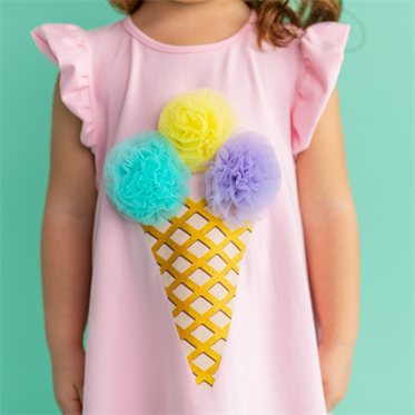 Bebeğim ve Ben Elbise -  Pembe Ice Cream