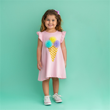 Bebeğim ve Ben Elbise -  Pembe Ice Cream