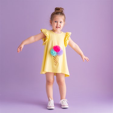 Bebeğim ve Ben Elbise - Sarı Ice Cream