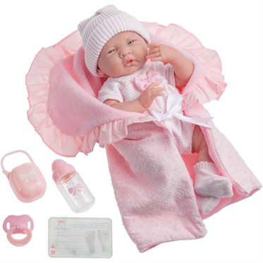 Berenguer Gerçekçi Yenidoğan Oyuncak Bebek 39 cm ve Pembe Kundak Seti
