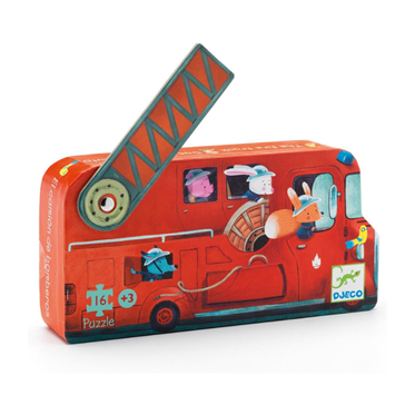 Djeco Dekoratif Puzzle 16 Parça - The Fire Truck