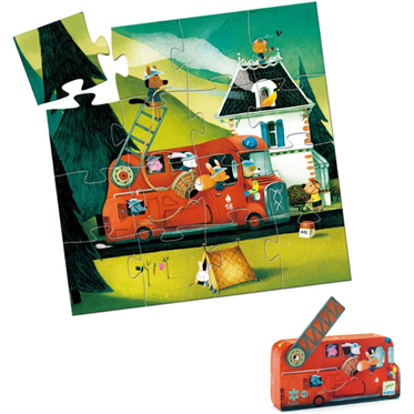 Djeco Dekoratif Puzzle 16 Parça - The Fire Truck