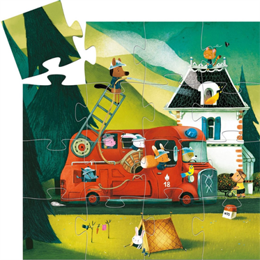 Djeco Dekoratif Puzzle 16 Parça - The Fire Truck