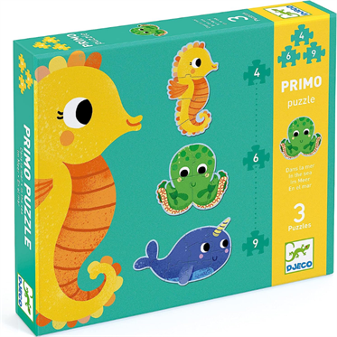 Djeco Dev Puzzle - Deniz Canlıları 4-6-9 Parça