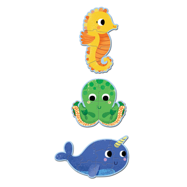 Djeco Dev Puzzle - Deniz Canlıları 4-6-9 Parça