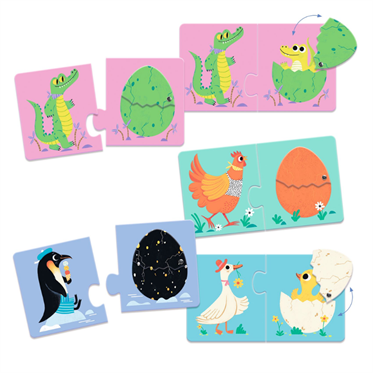 Djeco İkili Puzzle - Funny Eggs