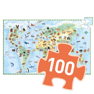 Djeco Klasik Puzzle 100 Parça - Worlds Animals