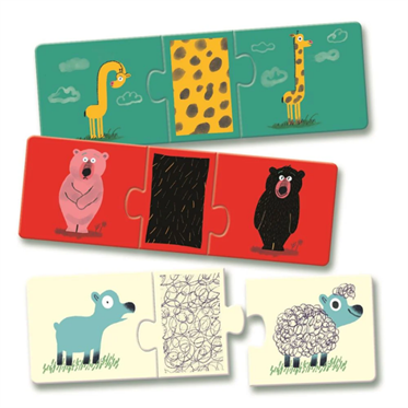 Djeco Üçlü Puzzle - Naked Animals