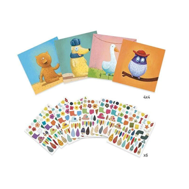 Djeco Yapıştırma Kartları - Create Animals