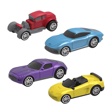 Driven 4lü Çek Bırak Araba Seti - Mavi, Kırmızı, Mor, Sarı